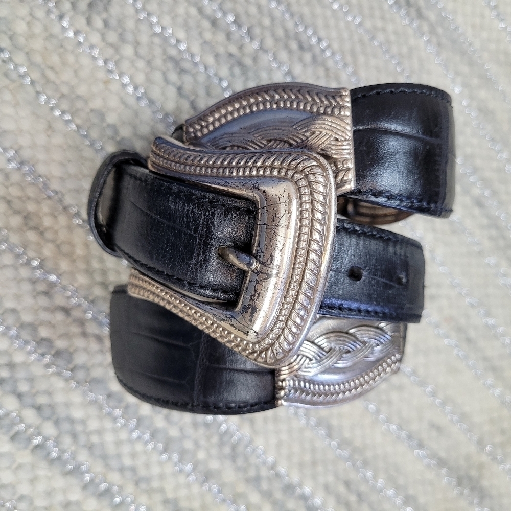Fossil vintage leather & silver platted western belt